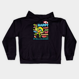 Happy Last Day Of School Graduation Hello Summer Dinosaur Kids Hoodie